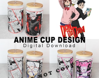 7 Designs Bundle - Anime Cup Wrap -Digital Download - Dandadan - Sublimation Design File - Manga Panels Png file - Anime Gift Manga Cup