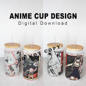 Bundle - spy x family - Anime Cup Wrap - Digital Download - Sublimation Design File - Manga Panels Png file - Anime Gift Manga Cup Glass