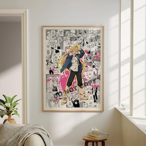 Poster manga anime - Tronçonneuse Man Power - téléchargement numérique - panneaux de manga organisés - art mural - cadeau anime