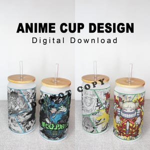 Bundle - My Hero - Anime Cup Wrap - Digital Download - Sublimation Design File - Manga Panels Png file - Anime Gift Manga Cup Glass