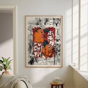 Anime Manga Poster - Chainsaw Man Pochita -Digital Download - Curated Manga Panels -  Wall Art - Anime Gift