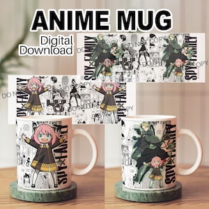 Bundle - Anime Cup Wrap -Digital Download - Spy x family Anya - Sublimation Design File - Mug Cup Png file - Anime Gift Manga Cup