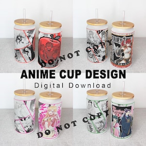 Bundle - Best Seller - Anime Cup Wrap -Digital Download - Sublimation Design File - Manga Panels Png file - Anime Gift Manga Cup Glass