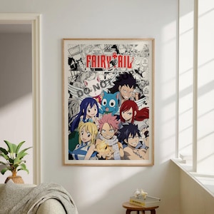 Poster HD Anime Poster Anime Fairy Tail Etherious Natsu Dragneel Et Lucy Heartfilia Toile Poster Décoration Murale Pour Salon Chambre à Coucher Sans Cadre 40 × 61 Cm