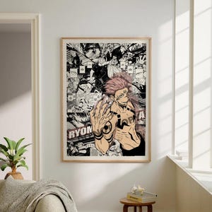 Póster de manga de anime - Jujutsu Kaisen Sukuna - Descarga digital - Paneles de manga seleccionados - Arte de pared - Regalo de anime