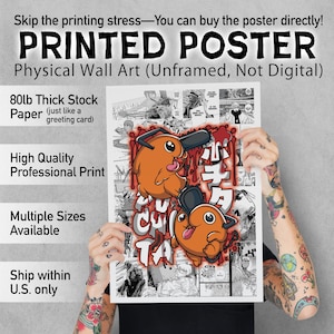 PRINTED Poster, Chainsaw Man Pochita Poster, Anime Wall Art, Anime Poster, Gift For Anime Lovers, Curated Manga Panels, Gamer Room Decor