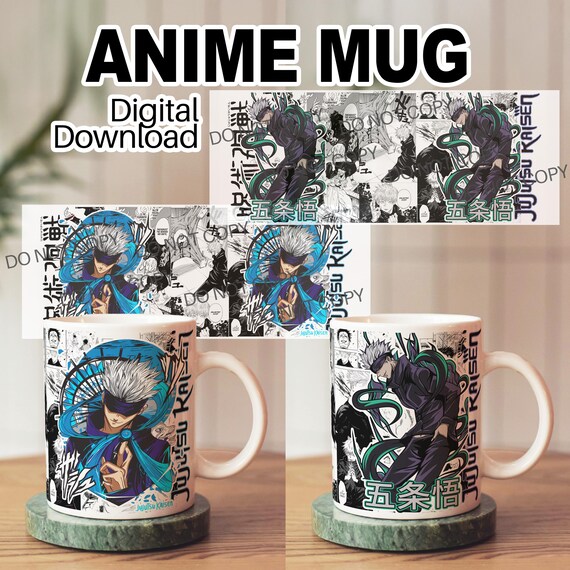 Bundle - Anime Cup Wrap -Digital Download - Jujutsu Kaisen Gojo - Sublimation Design File - Mug Cup Png file - Anime Gift Manga Cup