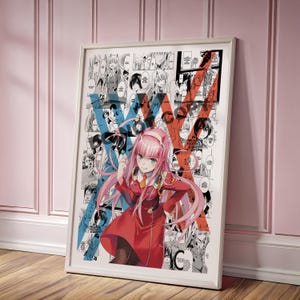 Anime Manga Poster - Darling in the Franxx - Digital Download - Curated Manga Panels - Wall Art - Anime Gift Zero Two