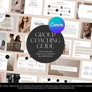 Editable Services & Pricing Guide Group Coaching Template, Edit on Canva, 24 customizable Pages