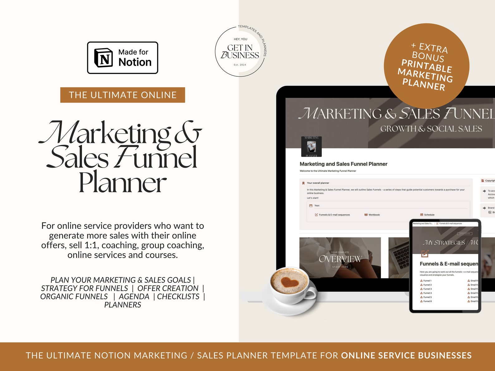 Notion Marketing Sales Funnel Template | Work Notion | Digital Planner Aesthetic | Business ...
