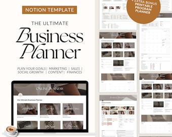 Notion Business Marketing Sales Template | Work Notion | Digital Planner Aesthetic | Business Notion Templates |  Planner | Dashboard