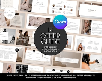 Service pricing Guide Template | New Customer Welcome Package | Price List | Customer Proposal | Canva Template | 1:1 Coaching