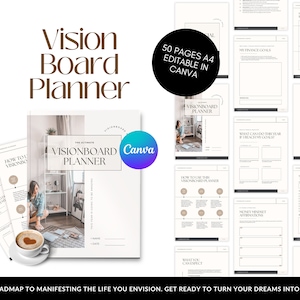 2025 Vision Board | Printable and digital Workbook Planner Goal Setting | Affirmations | Digital vision board | Kit Business Goals