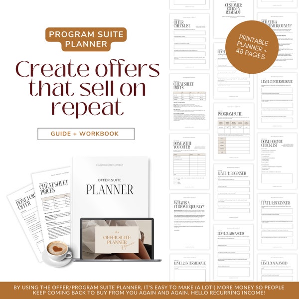 48 pages Printable Offer Suite Program Planner Workbook | How to sell | Selling online | coaching program | offers Income business planning