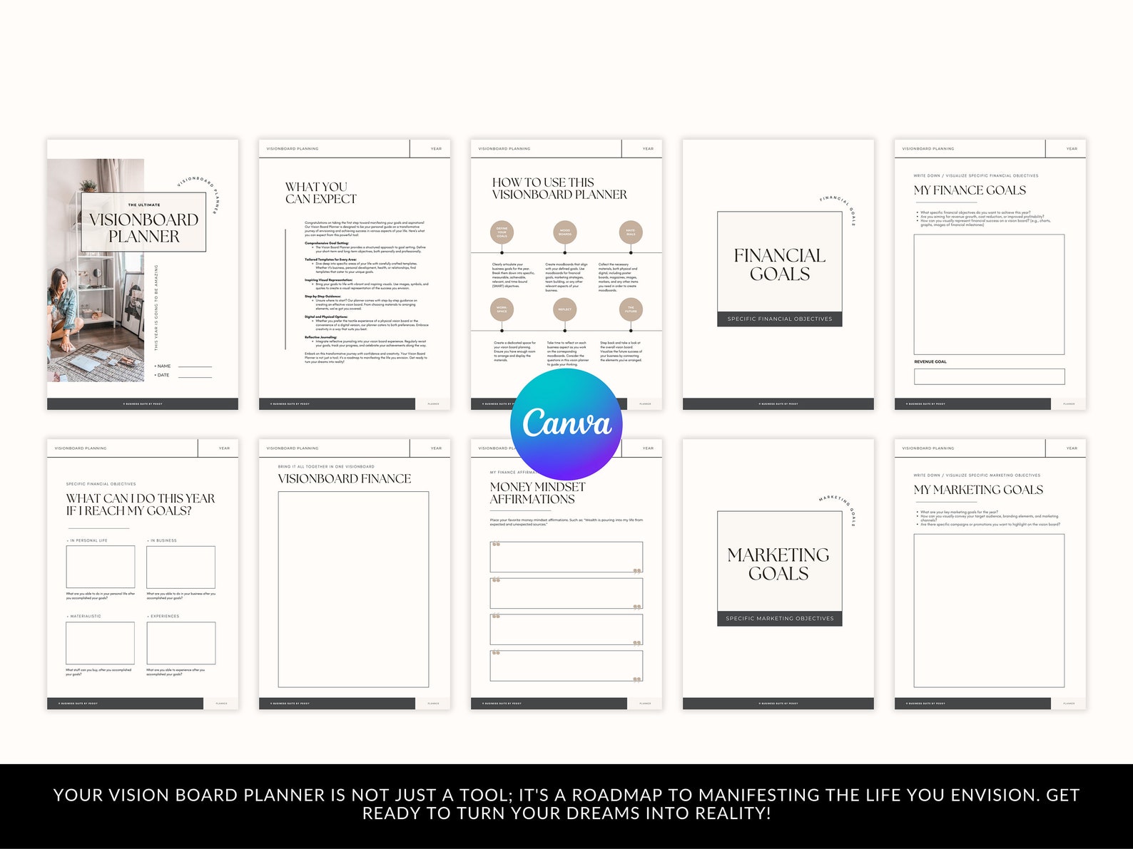 2025 Vision Board | Printable and Digital Workbook Planner Goal Setting ...