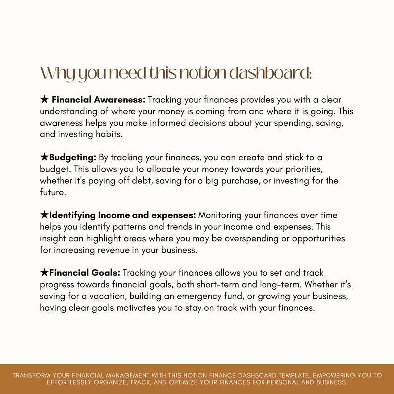 Notion Finance Dashboard Template | Work Notion | Digital Planner ...