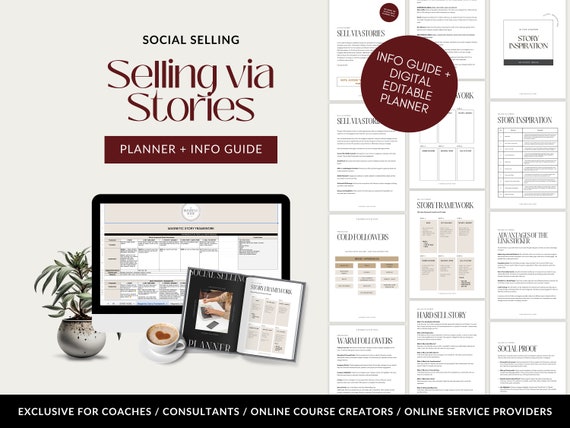 Selling via Stories E-Book + Digital Story Planner | Social Media Planner | Social Selling | Instagram marketing | Stories sequence