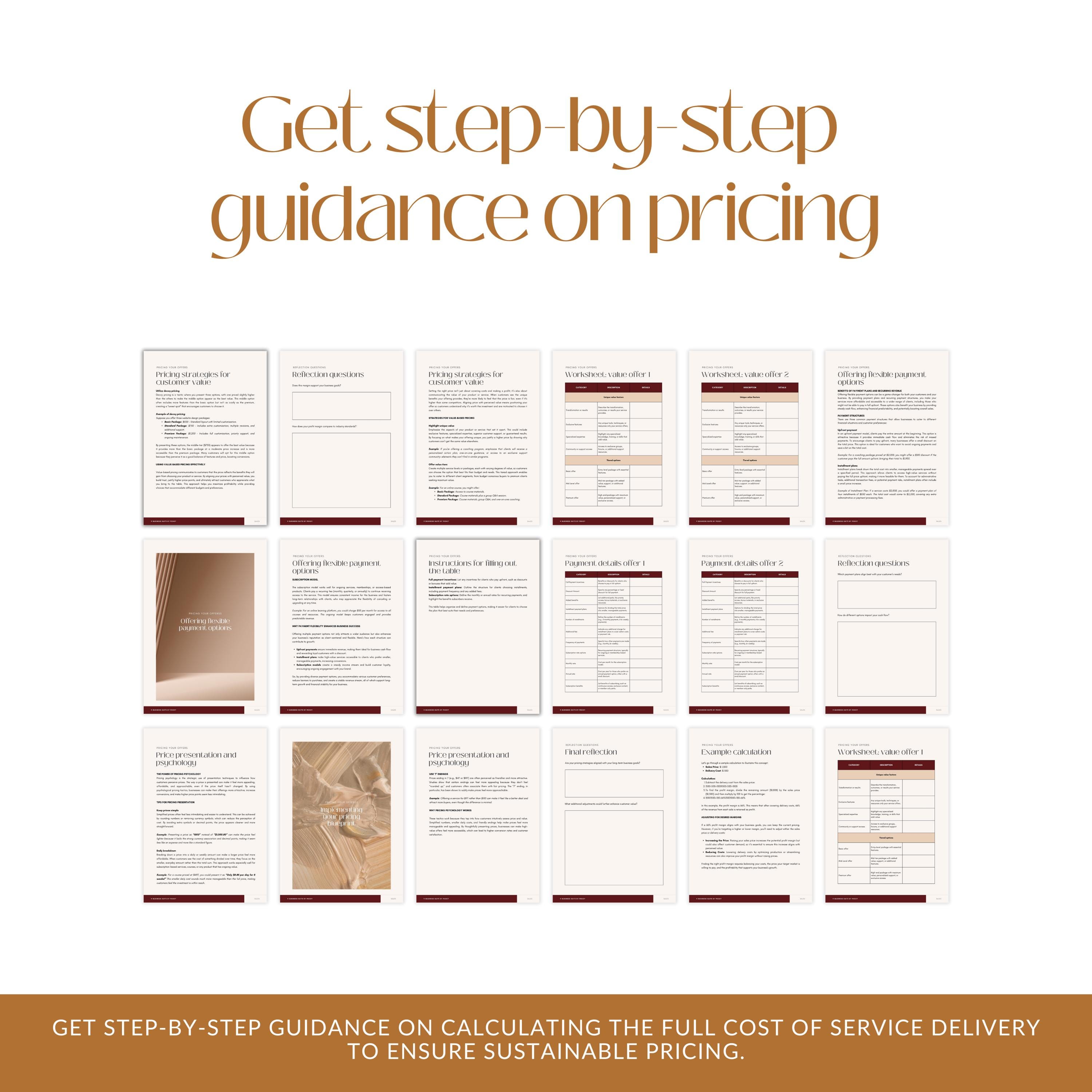 Guide and workbook for service business pricing.