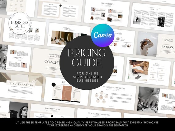 Editable Services & Pricing Guide Template, Edit on Canva, for Online Service Providers, coaches, consultants, freelancers