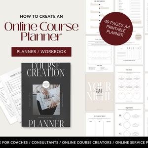 49 Printable pages | Online Course Creation Planner  | Workbook | Digital course | Course planner, Course creator Bundle