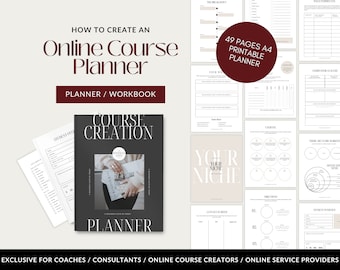 49 Printable pages | Online Course Creation Planner  | Workbook | Digital course | Course planner, Course creator Bundle