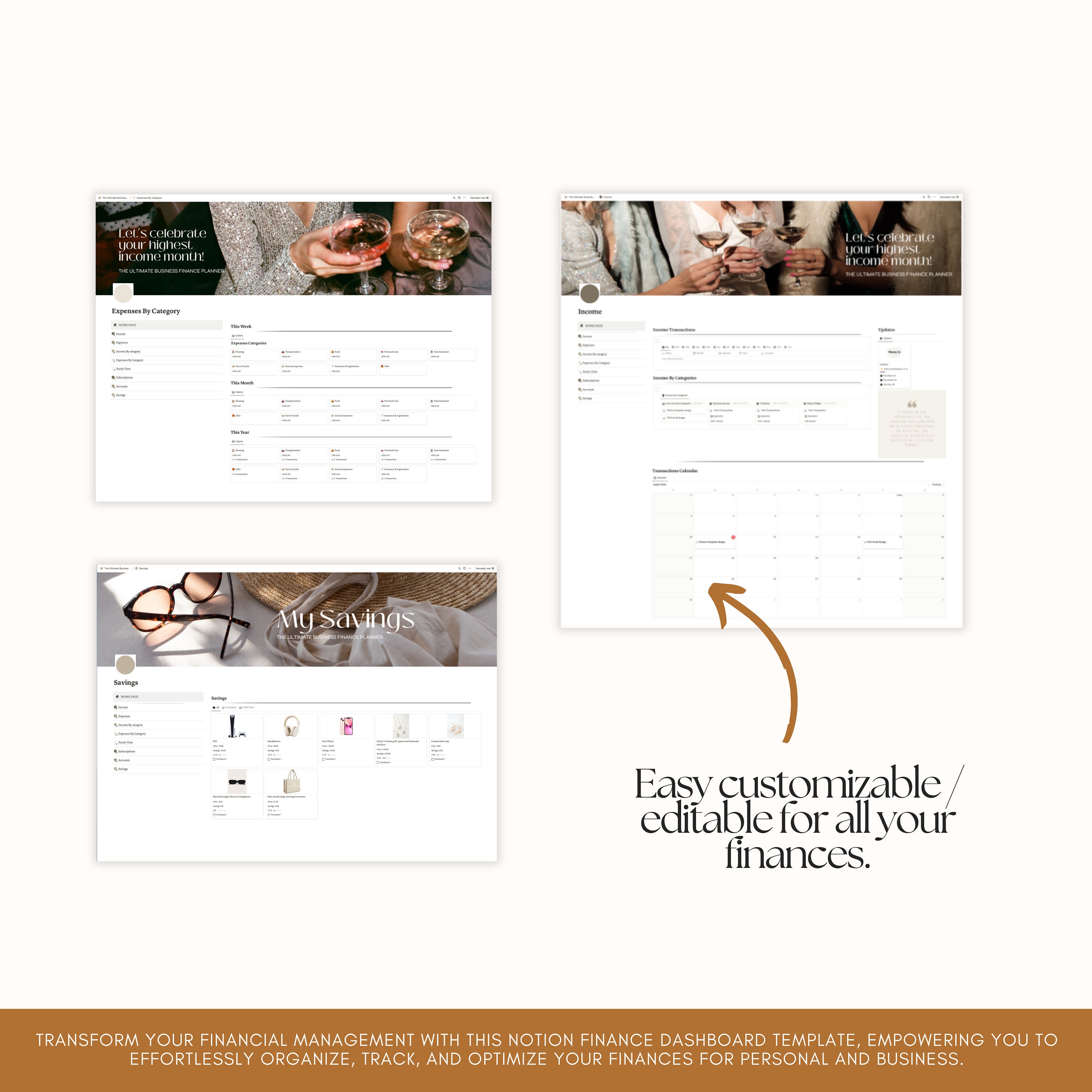 Notion Finance Dashboard Template | Work Notion | Digital Planner ...
