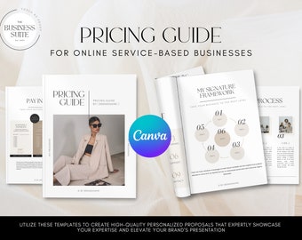 Editable Services & Pricing Guide Template, Edit on Canva, 25 customizable Pages
