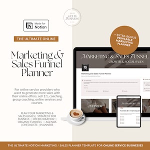 Notion Marketing Sales Funnel Template | Work Notion | Digital Planner Aesthetic | Business Notion Templates | Business planner | Dashboard