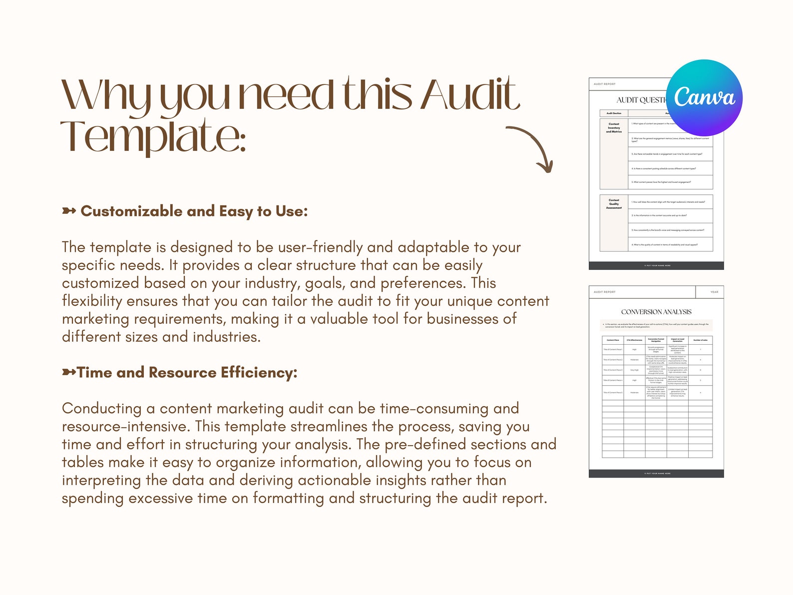 Online Marketing Content Audit Template Editable Template | Canva ...
