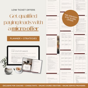 Verkaufen über Micro Angebote + Strategie + Planer | Niedriges Ticket-Angebot | Soziale Verkauf | Qualifizierte führt | Microartikel |  Oben im Trichter Verkauf