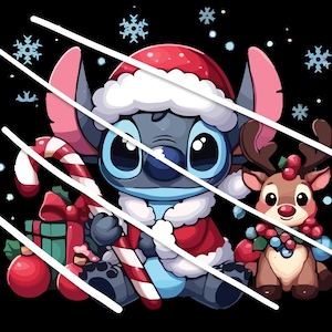 1 PNG Cute Stitch Christmas Clipart Images, Digital design PNG file for sublimation, High resolution, Instant digital PNG download