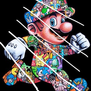 Un mélange de personnages de jeux vidéo de dessins animés Mario Bros. Super Mario Bros PNG à téléchargement numérique pour impression par sublimation