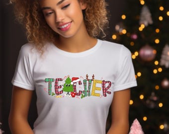Camiseta navideña para maestros, camiseta estampada para maestros, camiseta navideña para maestros, camiseta unisex, regalo para maestros, camiseta navideña, ropa navideña, camiseta para maestros