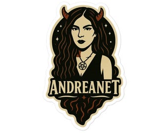 Dark Demon Girl Sticker - Gothic Bubble-Free Vinyl - Occult Art - Andreanet Original Design