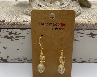 Gorgeous ~ Gold ~ faceted ~ oval Citrine ~ Dangle Earrings