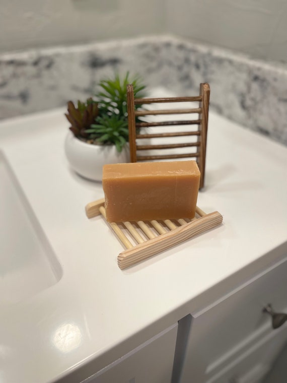 Self-draining Bamboo or Wooden Soap Holder, Bathroom Soap Dish