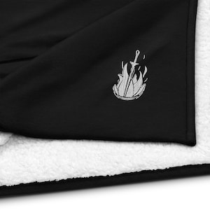 Dark Souls "Rest at the Bonfire" Premium Embroidered Sherpa Blanket