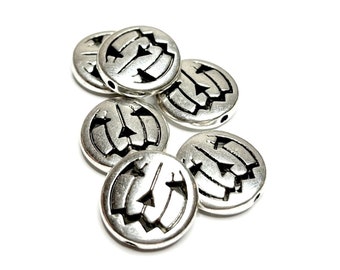 10 pcs Pumpkin Charms, Pumpkin Beads, Jack o Lantern Charm, Metal Charm, Silver Pumpkin, Silver Charms, Halloween Charm, Halloween Beads