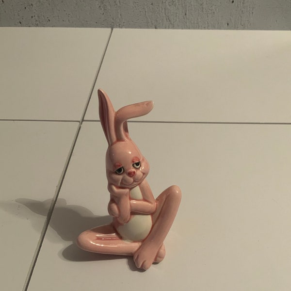 Norcrest Bunny! Cute! Collectible. Porcelain decor piece. Home decor. Ceramic. Animal sculpture. Shelf trinket. Anthropomorphic. Rabbit.