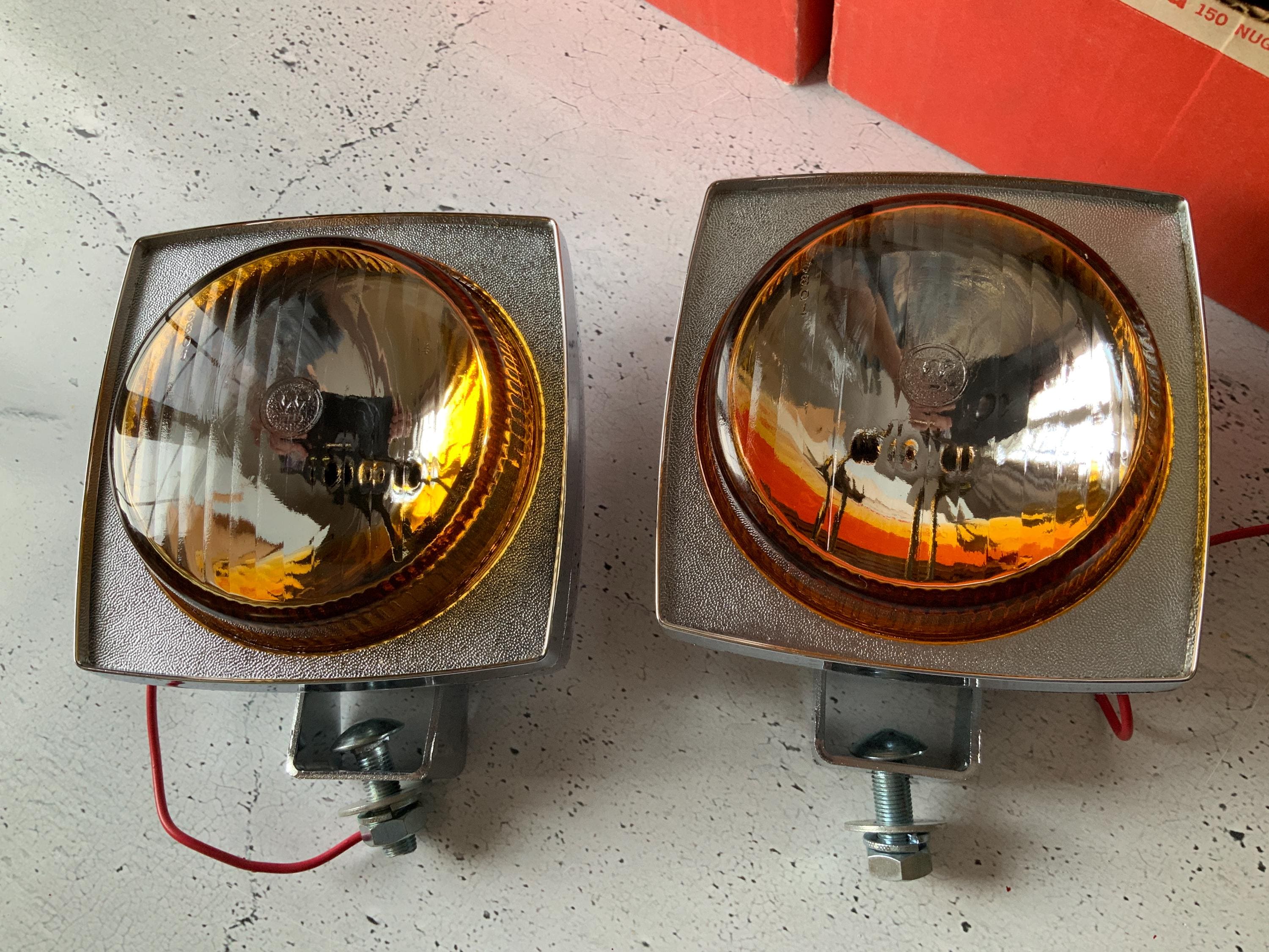 Yankee Dual Fog Lights. Amber 1960's. Unused! Harley Chopper Stack