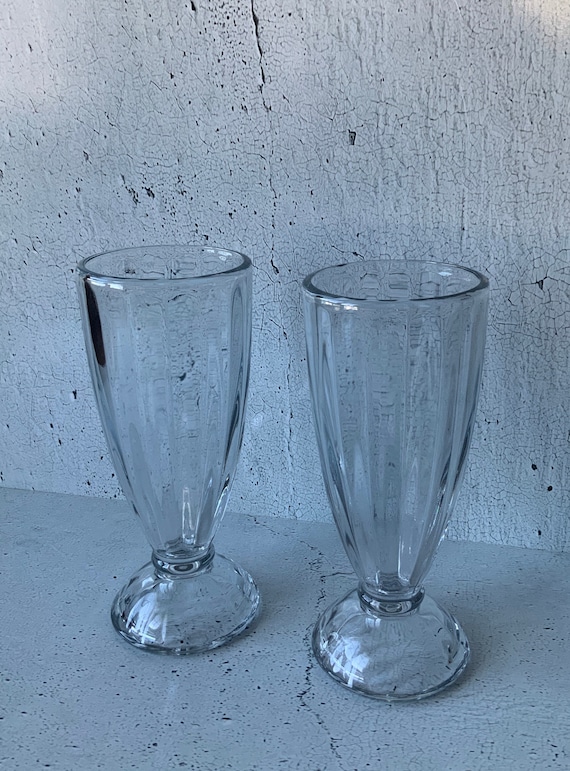 50’s Style Soda Glass pair. vintage soda cups. Soda shoppe. Soda jerk. Milkshake glass. Quality! Thick.  Libbey soda glass no. 5110. 10 oz