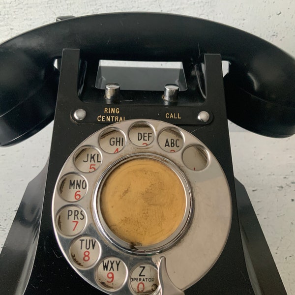 1950’s Bakelite Telephone. Rotary dial. Ring Central button. Call button. Vintage phone. Antique phone. Collectible telephone.