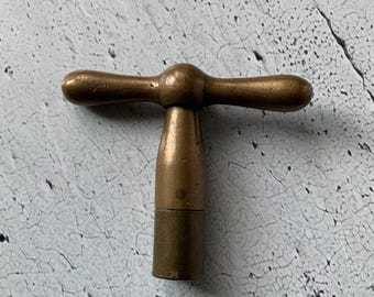 1890’s Brass Locomotive valve. Spigot. Steampunk lever. Edwardian brass turn key. Fits 3/8” (10mm) keyed shaft. Antique tap. Winding knob.