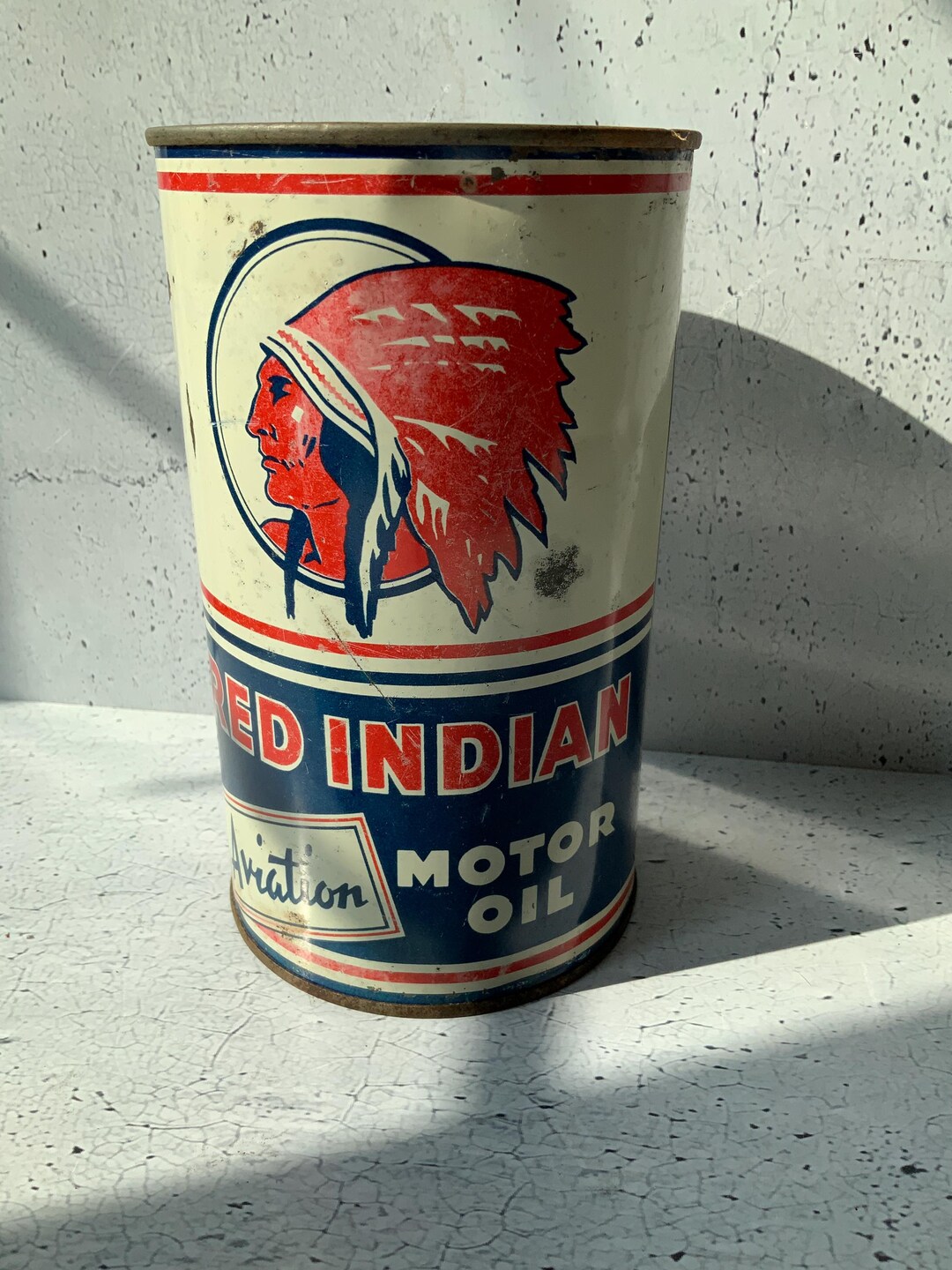 Red Indian Aviation Oil Tin. Mccoll Frontenac Oil Co. Ltd