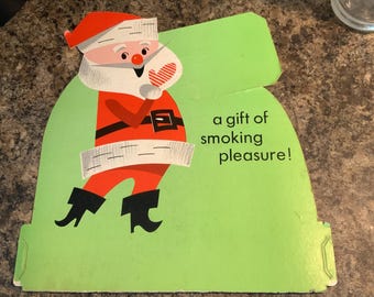 Kent “a gift of smoking pleasure” ad. Cardboard. Dealer’s display. Santa. Stand up with unused fold out. Tobacciana. Smoke collectibles.
