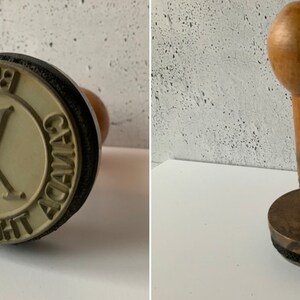 Antique Grade Stamp. 1910’s/1920’s. Meat Stamp. Lumber Stamp. Canada grade stamp. Below Third Grade. Hardwood. Rubber. Brass.  Ink Seal.