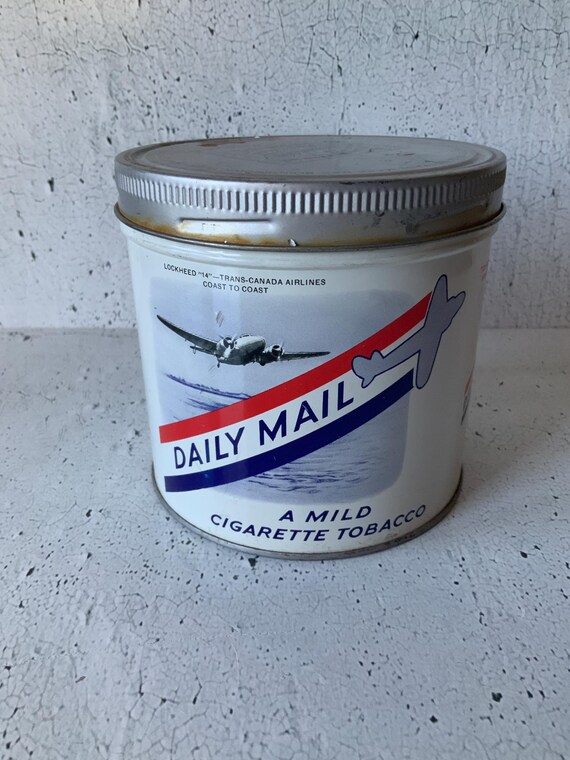 can i mail cigarettes to canada Daily Mail Tobacco Tin. Lockheed “14” W.C. Macdonald Inc., Montreal.  Vintage Collectible Tin. Tobacciana. Smoke Shop. Pipes. Cigarettes