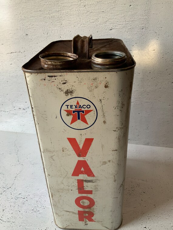 Texaco Valor Tin. Vintage Oil Tin. S.A.E. 20. Square Two Gallon