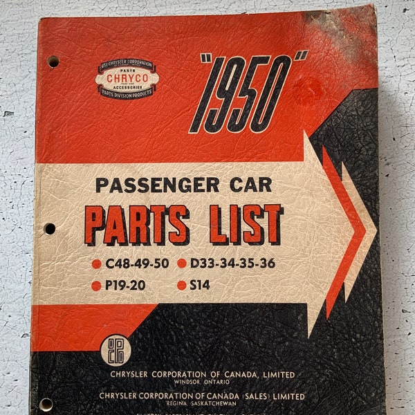 Plymouth Parts Book Etsy