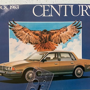 1983 Buick Century Brosch. Werbebroschüre des Händlers. Oldtimer-Selbstrestaurierung. 2,5L. 2,8L. 3.0L v6. 4.3L-Diesel. Jahrhundert. T-Typ.